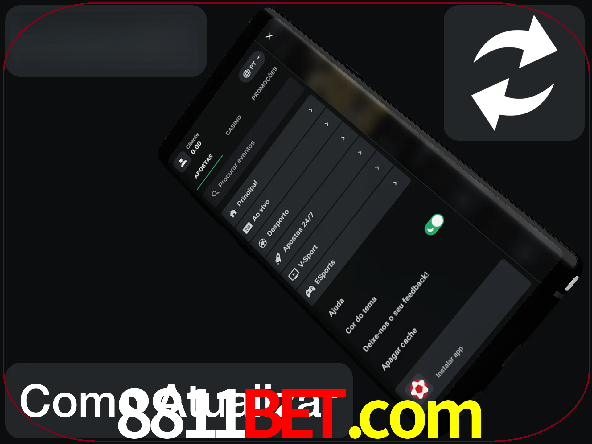 O aplicativo é atualizado automaticamente quando você faz o login.